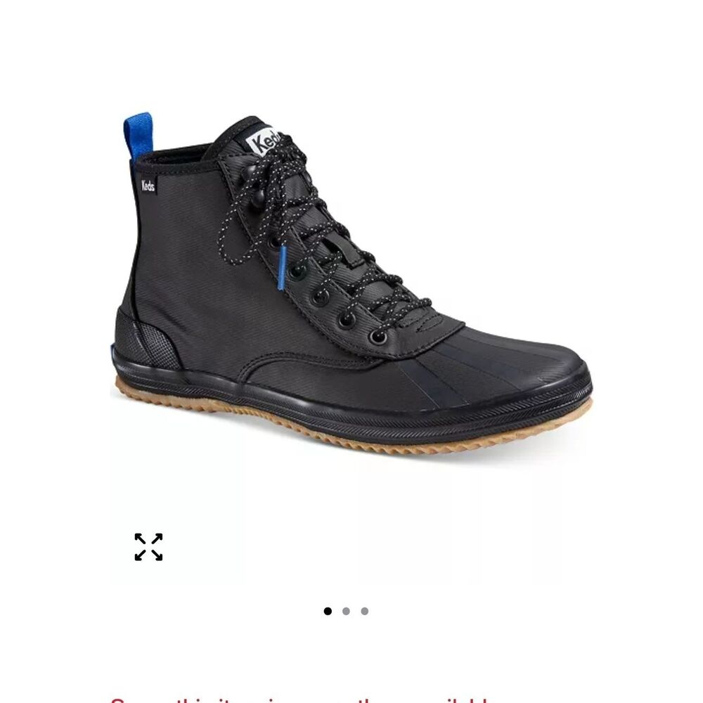 Keds Size 7 Shoes Rain Boots Black Boot with Blue Pull-Tab